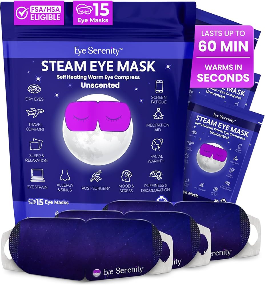 Steam Eye Mask, Self Heating Warm Compress for Dry Eyes I Heated Fast Relief for Stye, Puffy Sens... | Amazon (US)