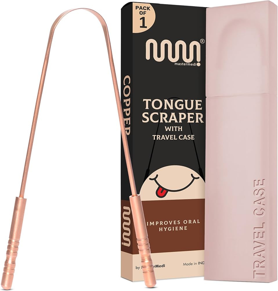 MasterMedi Pure Copper Tongue Scraper for Adults, Tongue Scrubber for Bad Breath, Easy to Use, To... | Amazon (US)