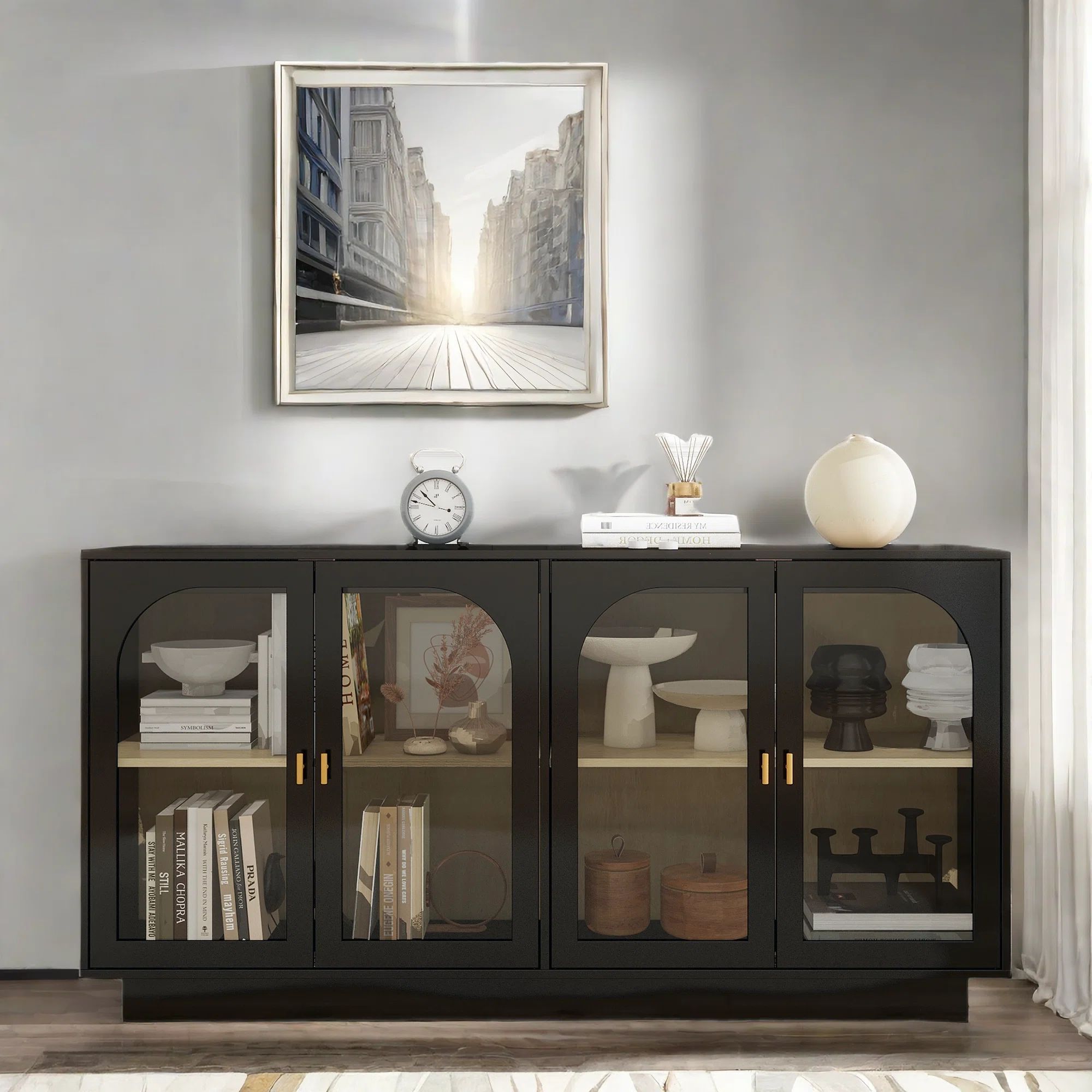 Fillander Sideboard with 4 Acrylic Doors, Adjustable Shelves and Metal Handles | Wayfair North America