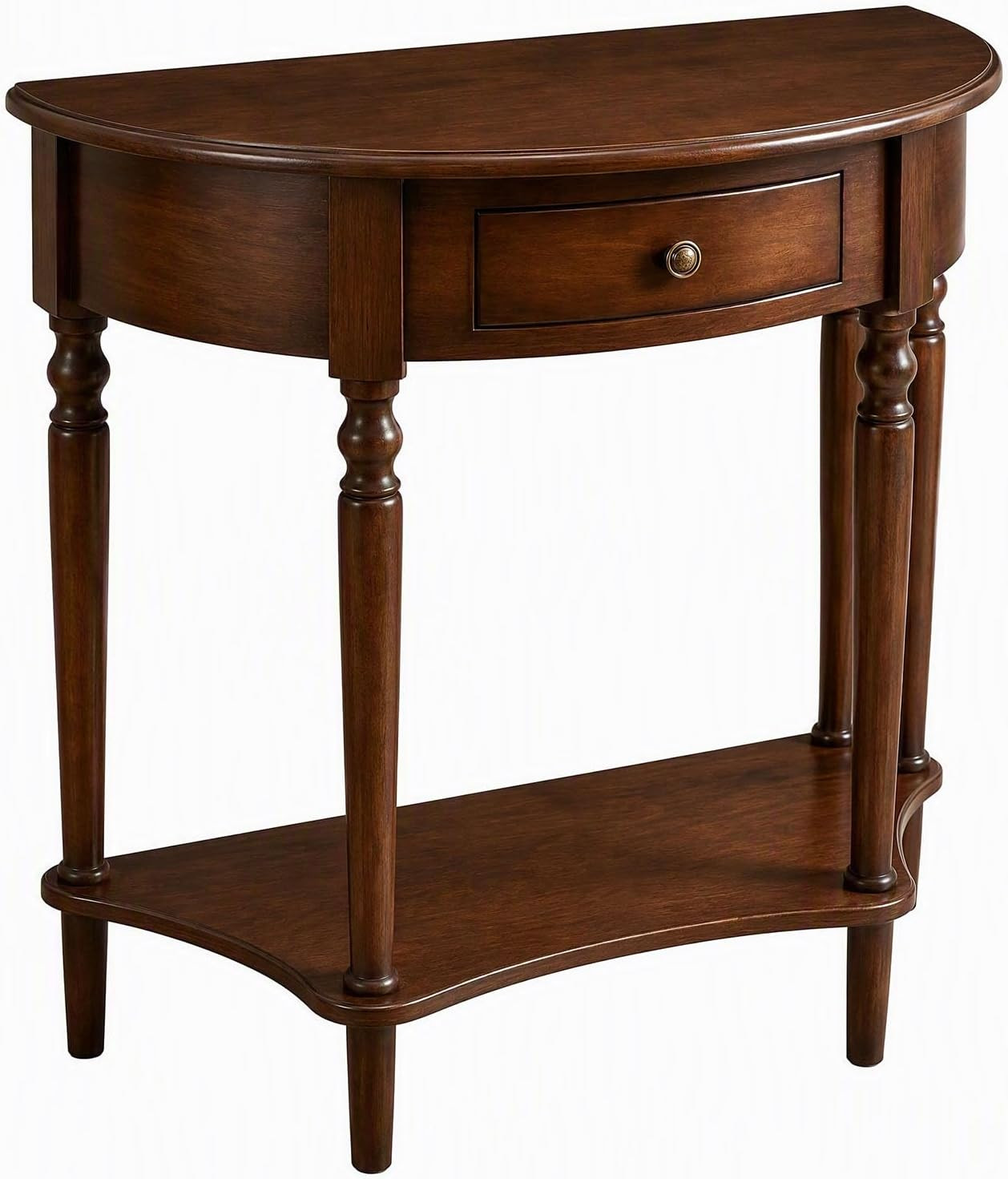 Half Moon Table, Table Solid Wood with Drawer Half-Moon Porch Side Elegant Vintage, Semi-Circle Entryway Storage Shelf, for Hallway Entrance Decor(Walnut-Colored, 23.6" L x 11.8" W x 31.5" H) | Amazon (US)