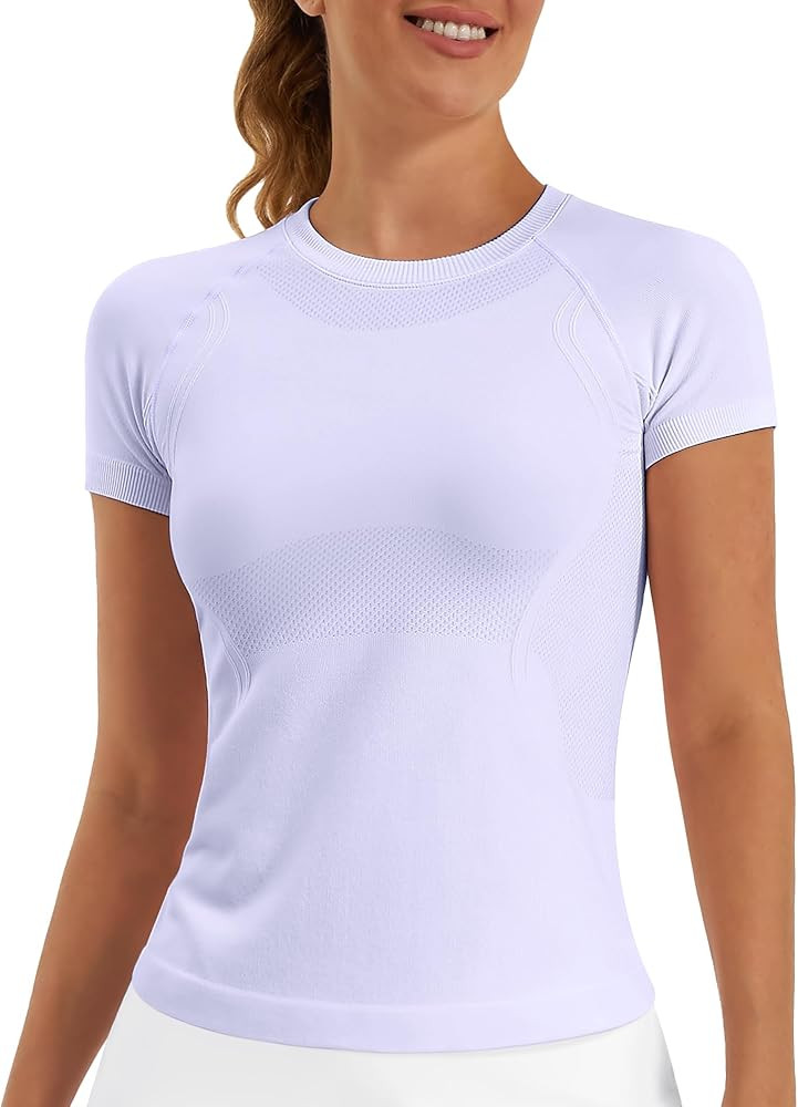 Stelle Women Workout Tops Short Sleeve Seamless Athletic Shirts Yoga Gym Sports Breathable Tees | Amazon (US)