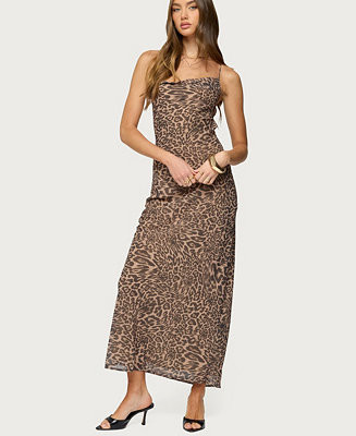 Women's Ayanah Leopard Printed Backless Maxi Dress | Macy's