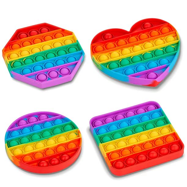 4 Pack Rainbow, Push Pop Bubble Fidget Sensory Toy for Kids and Adults, Fidget Popper Stress Reli... | Walmart (US)