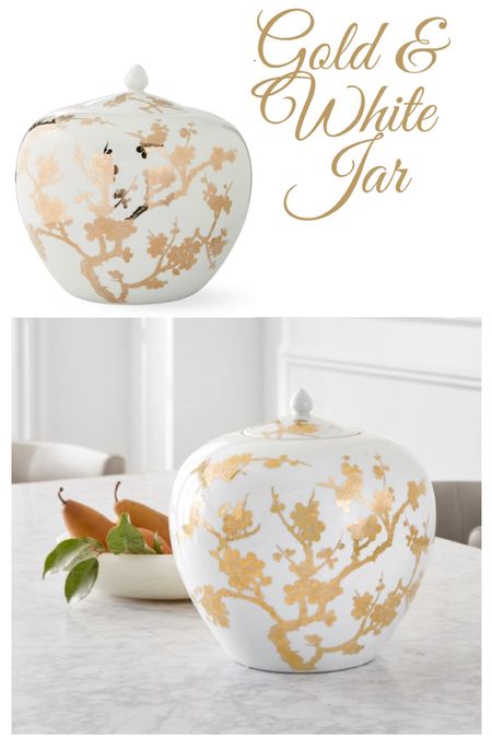 This gold and white lidded jar is one of my all time favorites! Perfect for the dining room table, mantle, or styled in a cabinet with glass doors
Home decor, centerpiece, ginger jars


#LTKhome