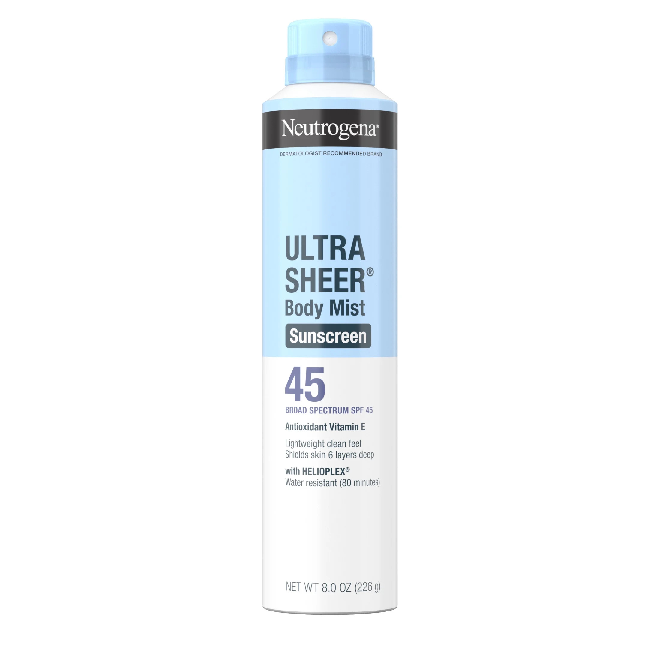 Neutrogena Ultra Sheer SPF 45 Body Sunscreen Spray, Dry-Touch, Sheer Finish Sun Care, 8 oz | Walmart (US)
