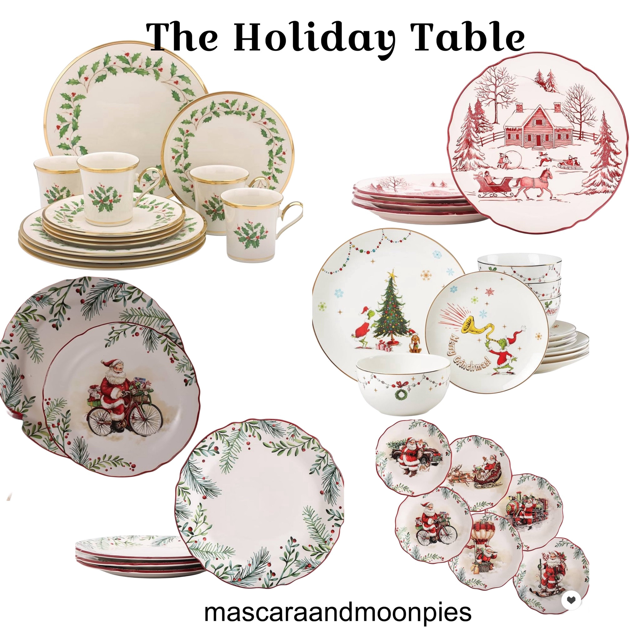 For your “Holiday Table”. 
Amazon.  Place settings. Tabletop. Christmas China. Holiday plate sets. 
Mascaraandmoonpies 

#LTKHome #LTKHoliday
