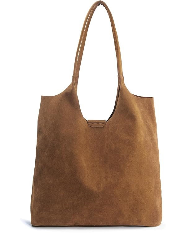 Soft Faux Suede Tote Bag for Women - Magnetic Closure Hobo Handbag, Casual Vegan Leather Purse​ | Amazon (US)