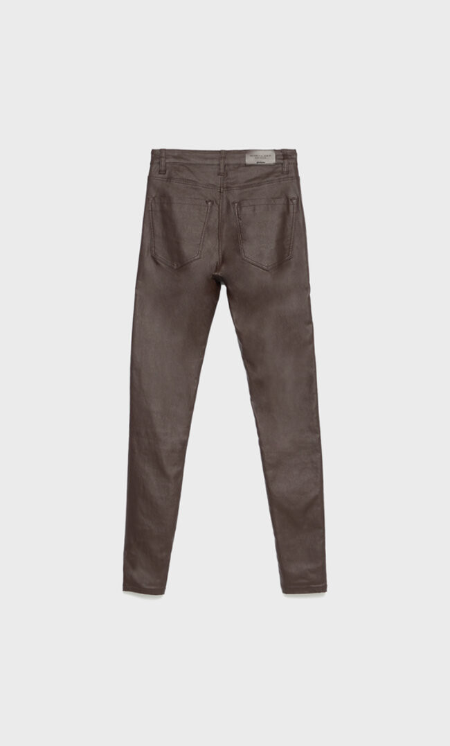 Coated high-waist trousers - Women's fashion | Stradivarius United Kingdom | Stradivarius (UK)