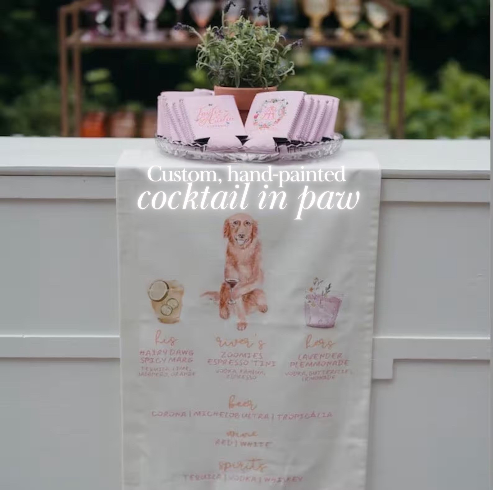 A martini, a moment, and your pup in watercolor. Cocktail in paw, of course 🍈🐾 🍸 

#LTKWedding