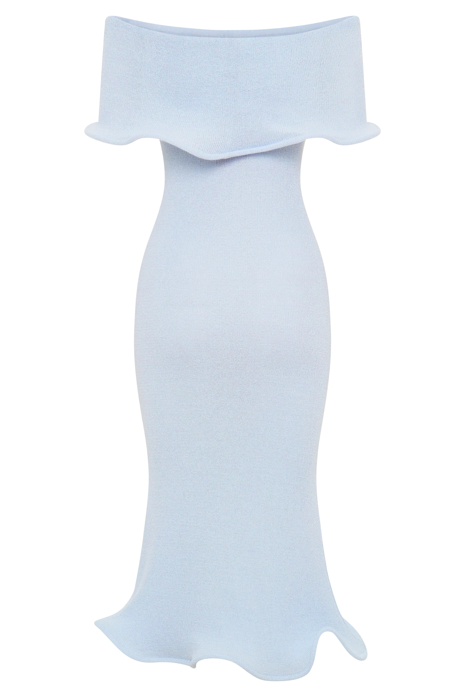 Molly Off Shoulder Knit Midi Dress - Sky Blue | MESHKI US