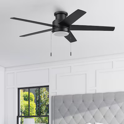 Harbor Breeze Fairbanks Easy2Hang 52-in Matte Black with Black/Sable Blades Adjustable White LED ... | Lowe's