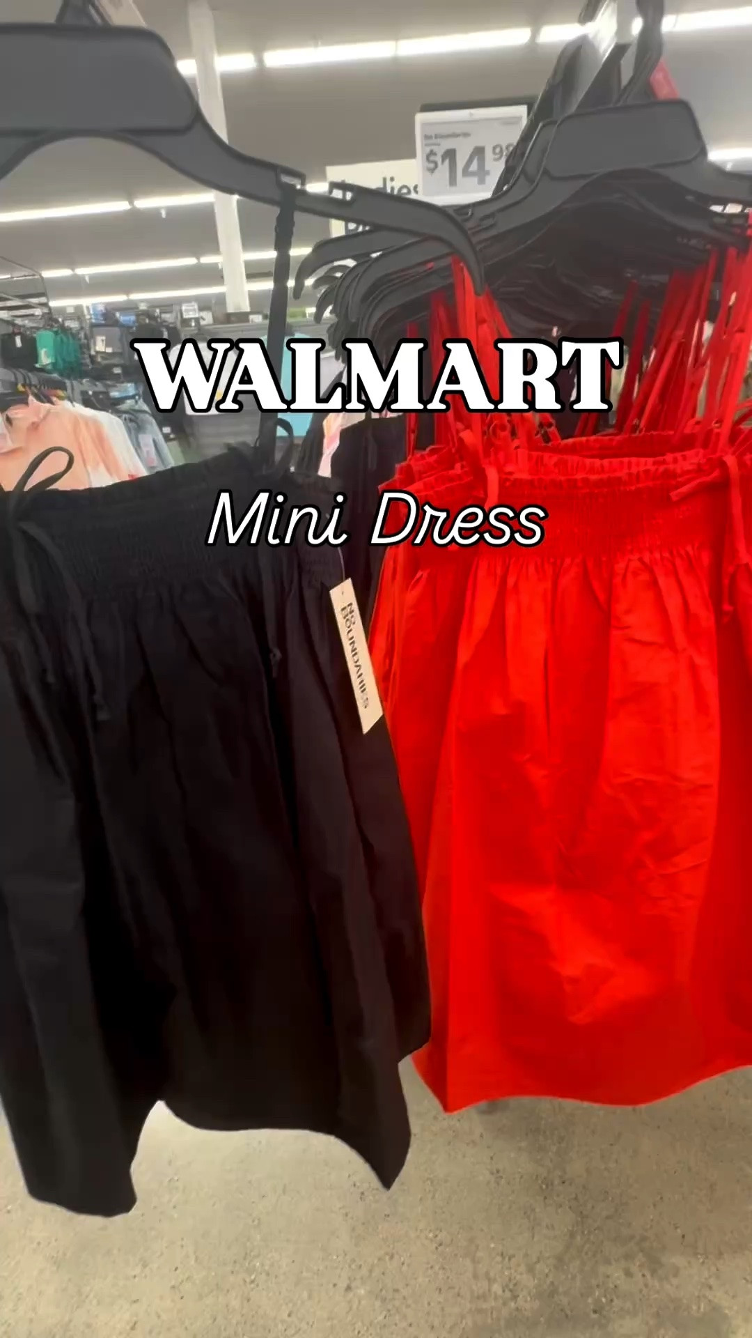Walmart No Boundaries Cotton Poplin Smocked Mini Dress with Tie Straps