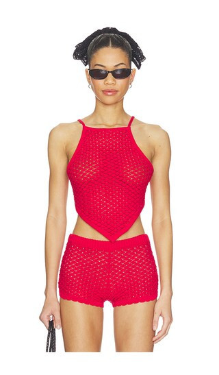 Lovers and Friends Daniella Pointelle Tie-Back Tank in Red. - size XS | Revolve Clothing (Global)