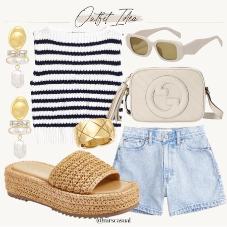 Striped sweater tank nautical summer outfit idea 🩵 

#LTKstyletip #LTKfindsunder100 #LTKSeasonal