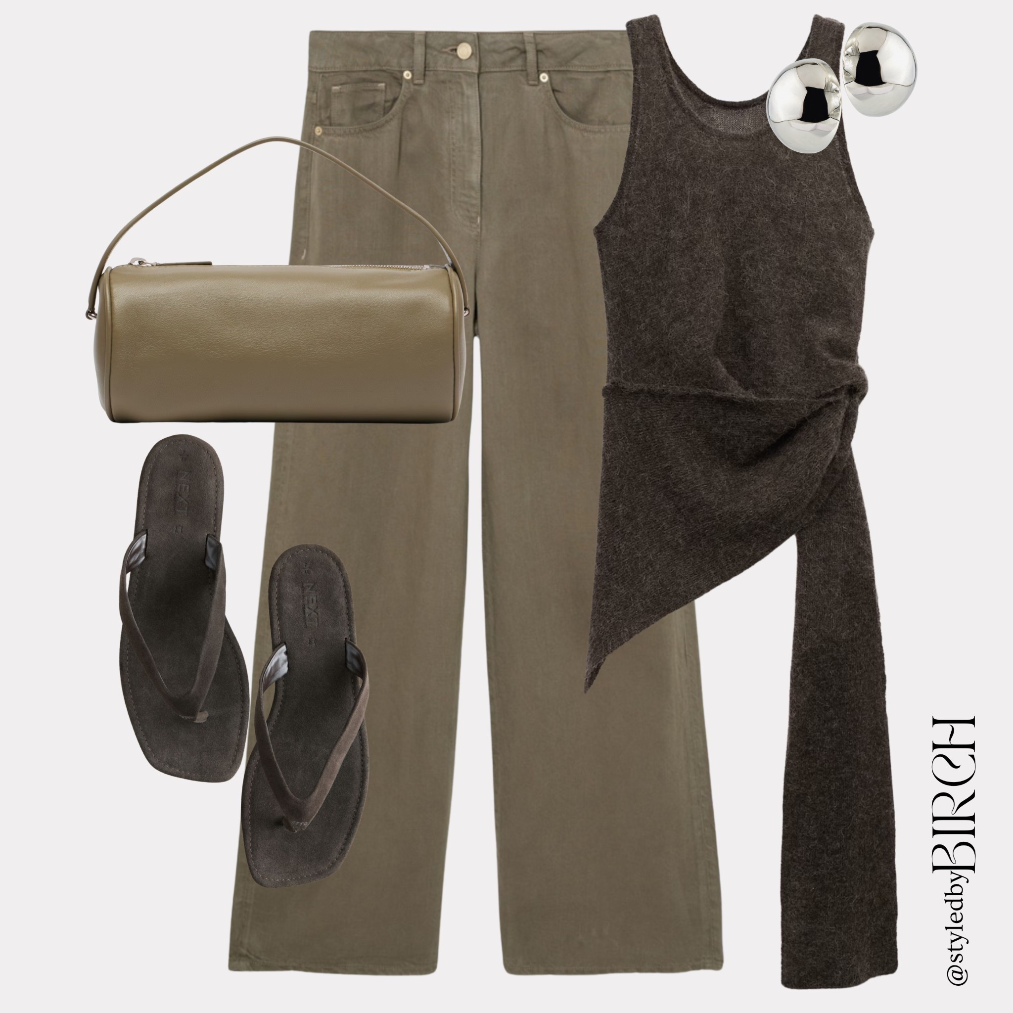 Neutrals done right will always win 🤎

Tags 🏷️
Chocolate asymmetric knit top, khaki wide leg trousers, dark brown flip flops, taupe shoulder bag, silver statement earrings

#LTKjeans #LTKspring #LTKstyletip