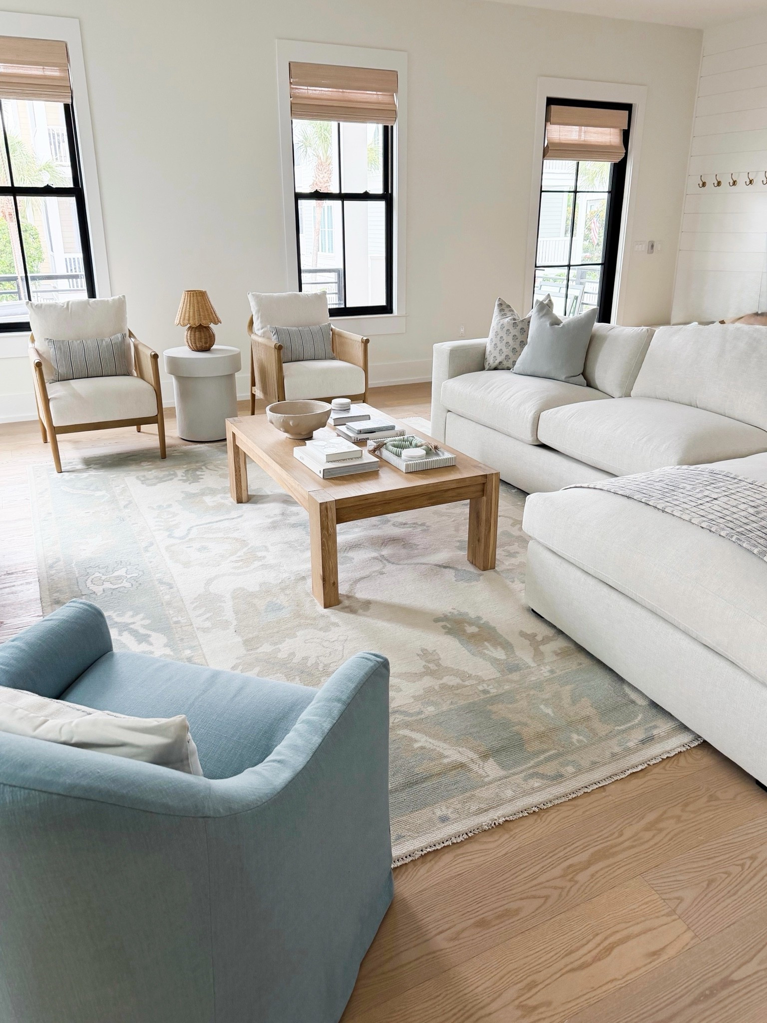 Links to this beautiful living room at project “The Good Place” ☀️ Window treatments in Bonaire Flaxen are similar. Rug isn’t linkable but we included similar options. Chair is color Seaglass.

This 30A vacation rental is link on our website! See in menu: PROJECTS - THE GOOD PLACE to shop this whole house or book a stay!

#LTKHome
