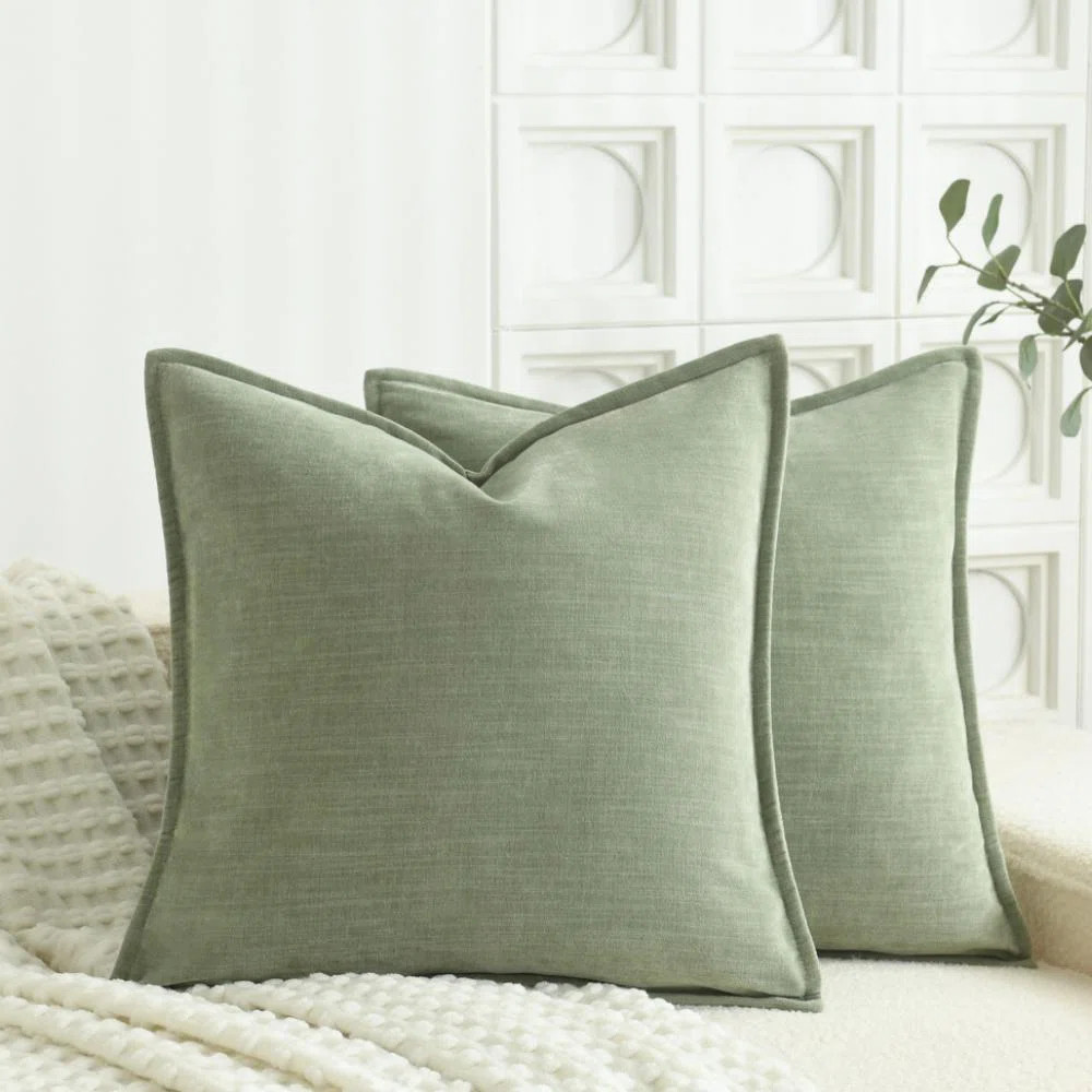 Super Soft Velvety Slub Heavy Chenille Decorative Pillow Cover with Flange (Set of 2) | Wayfair North America