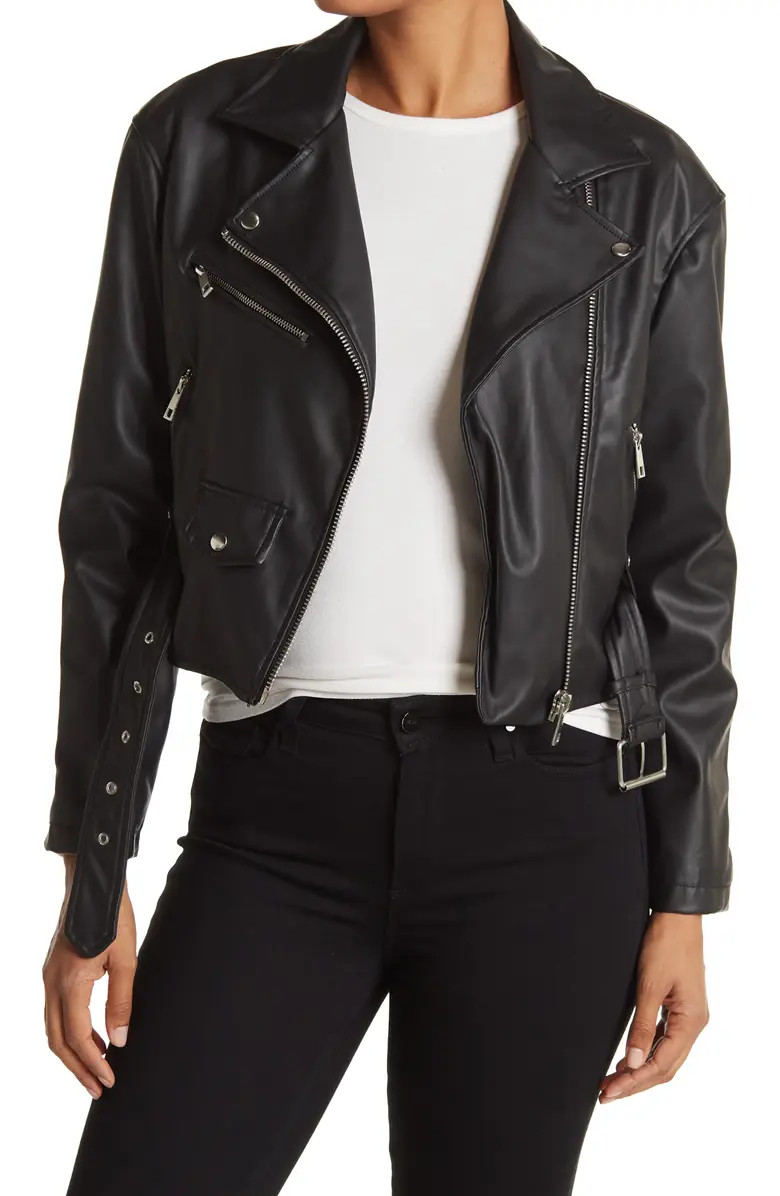Faux Leather Cropped Biker Jacket | Nordstromrack | Nordstrom Rack