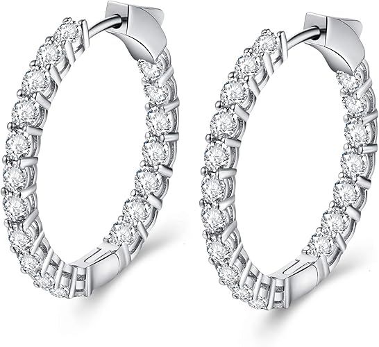 ECOLVANT Hoop Earrings for Women Sterling Silver Earrings Swarovski Crystal Cubic Zirconia Huggie... | Amazon (US)