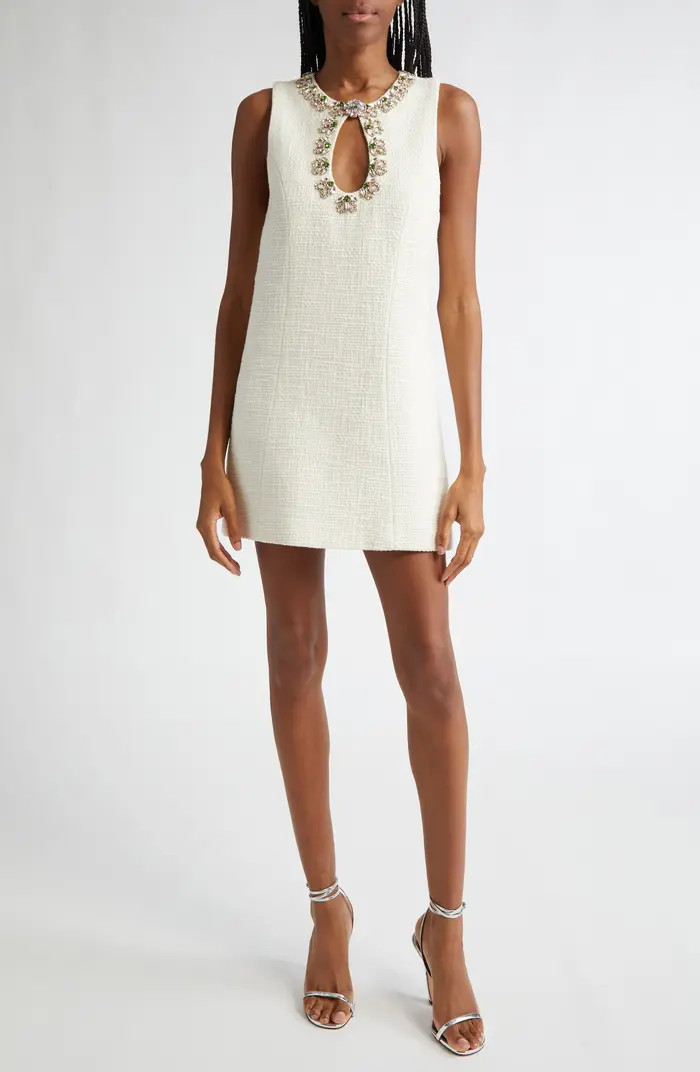 Franchelle Crystal Embellished Tweed Minidress | Nordstrom