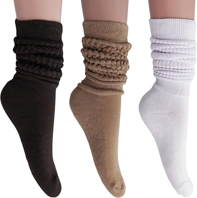 AWS/American Made Colorful All Cotton Slouchy Socks 3 Pairs Size 9-11 | Amazon (US)