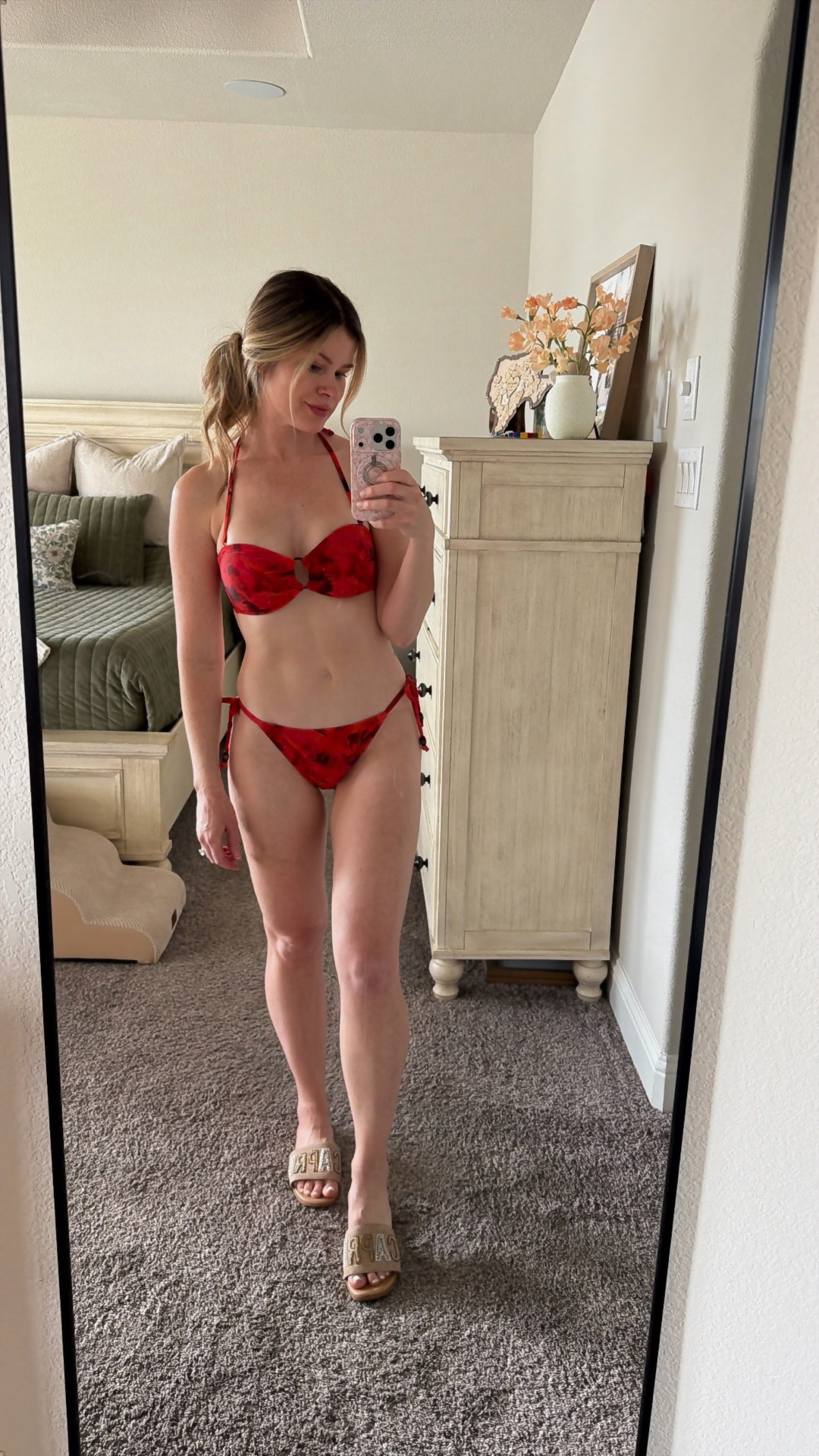 @Target swim bogo 50% off 
Women's Dye Effect Beaded Bandeau Bikini Top Shade & Shore Red • I’m wearing a size small in the top and 

#LTKSwim #LTKSeasonal #LTKSaleAlert