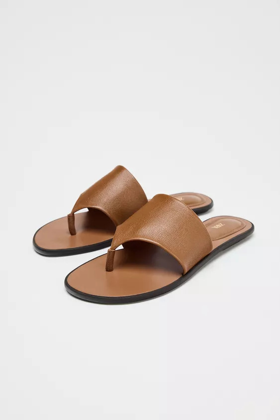 FLAT LEATHER SANDALS | Zara UK