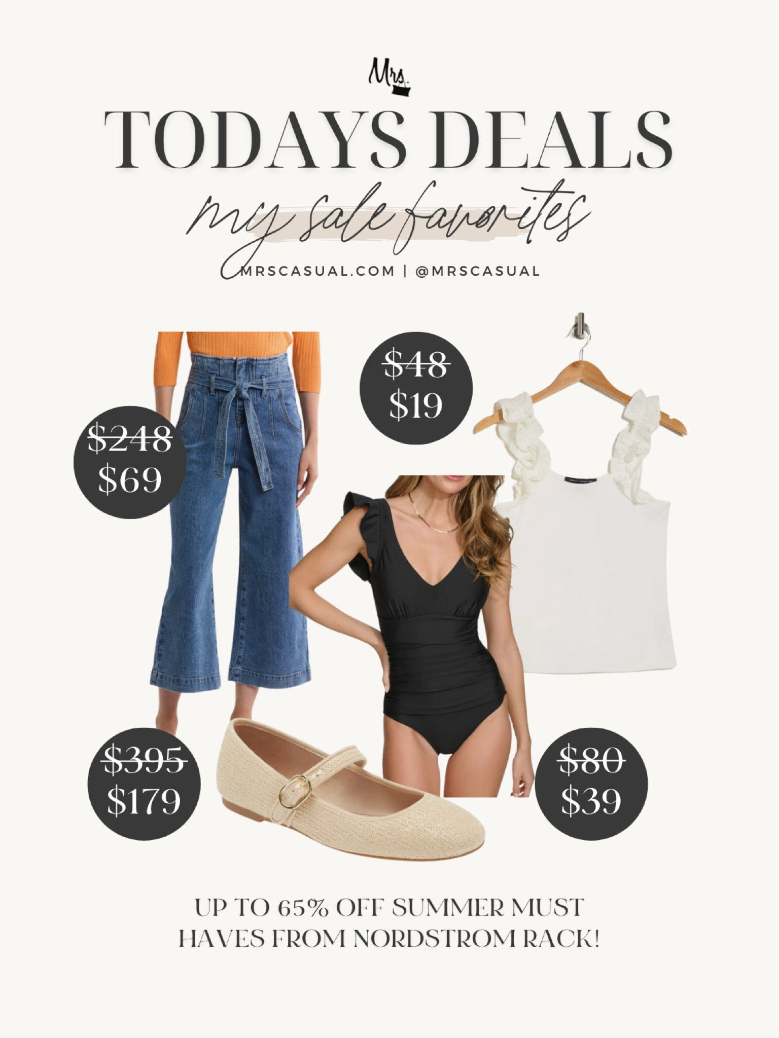 Todays deals- Nordstrom Rack up to 65% off summer must haves // One piece swimsuit , tank top , wide leg pants , ballet flats

#LTKsalealert #LTKfindsunder100 #LTKstyletip