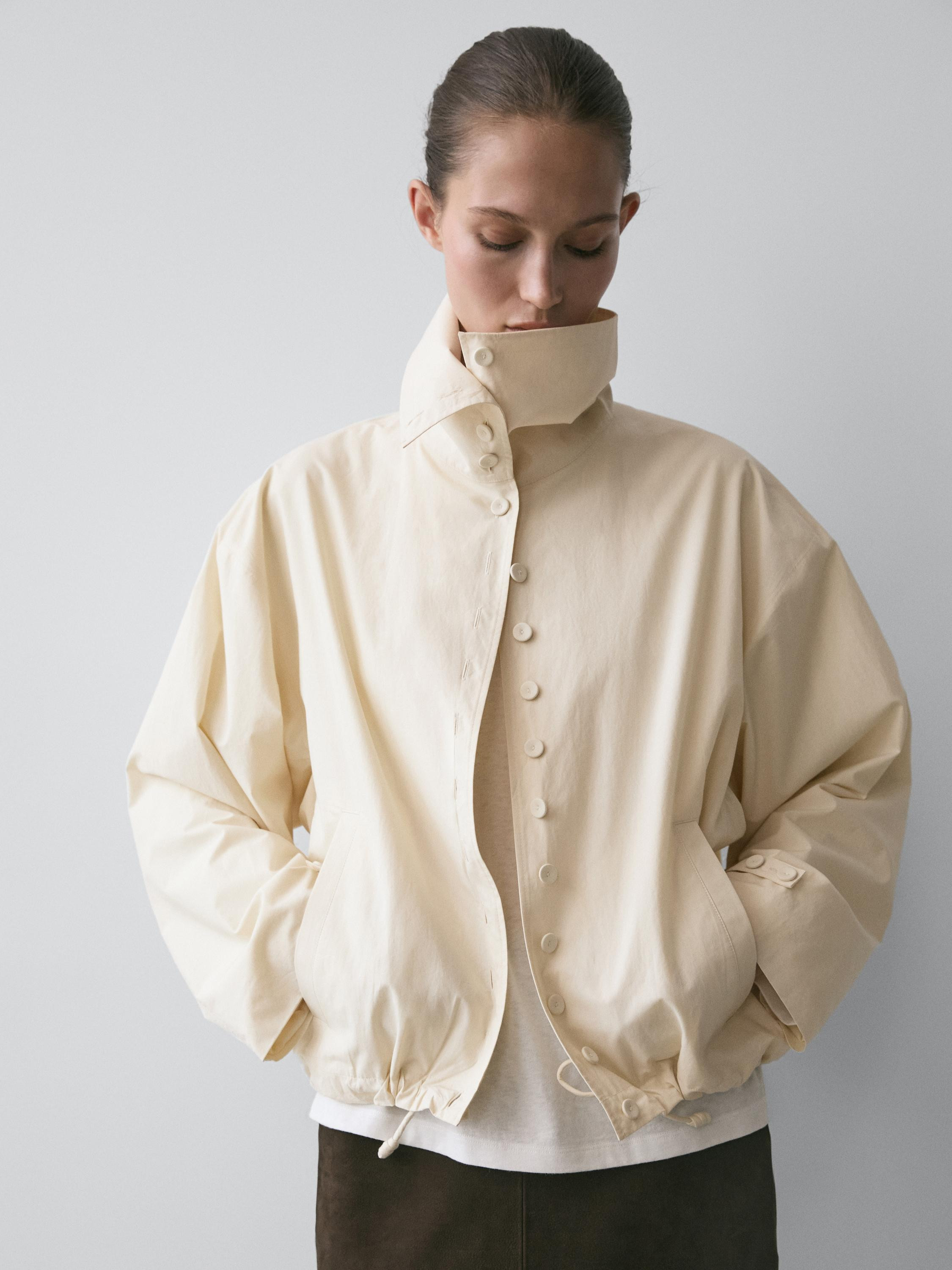 Veste en coton à détail boutons | Massimo Dutti FR