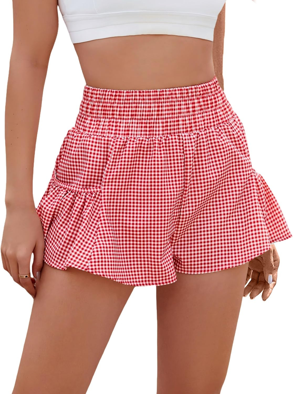 BMJL Womens Athletic Running Shorts 2.5" Flowy High Waisted Ruffle Shorts | Amazon (US)