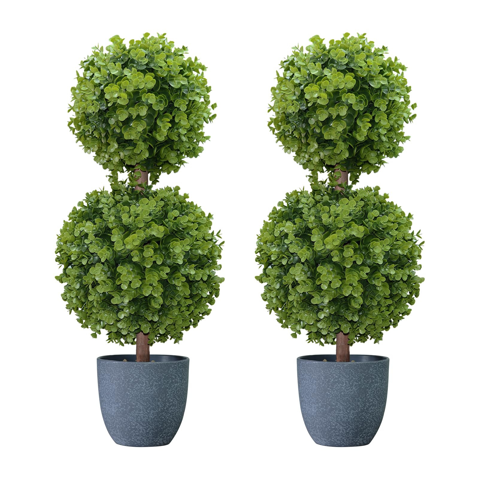 Topiary Trees Artificial Outdoor 24 Inch Fall Front Porch Decor Set of 2-2ft Faux Boxwood Plants ... | Amazon (US)