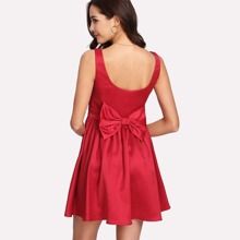 Bow Embellished Back Fit & Flare Dress | SHEIN