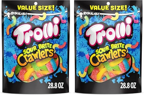 Trolli Sour Brite Crawlers Candy, Sour Gummy Worms, 28.8 Ounce Resealable Bag (Pack of 2) | Amazon (US)