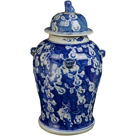 WUCEI 19 Antique Like Finish Retro Blue and White Porcelain Blue Butterfly Temple Ceramic Ginger Jar | Walmart (US)