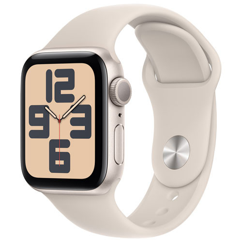 Apple Watch SE (GPS) 40mm Starlight Aluminum Case with Starlight Sport Band - Medium / Large | Best Buy Canada