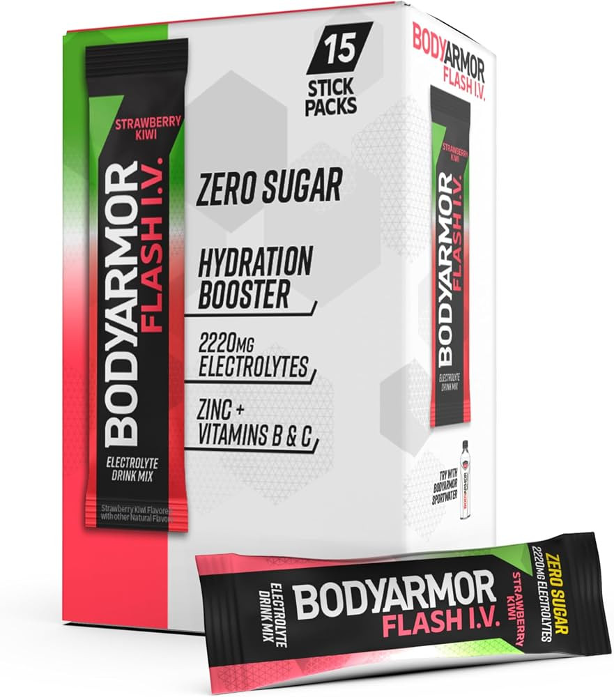 Amazon.com: BODYARMOR Flash IV Electrolyte Packets, Strawberry Kiwi - Zero Sugar Drink Mix, Single Serve Packs, Coconut Water Powder (15 Count) : Pet Supplies | Amazon (US)