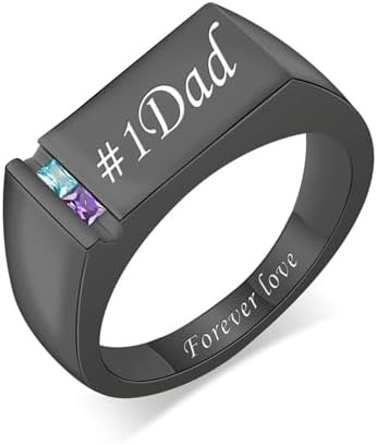 Personalized Ring for Men Dad Ring Custom Engraving Names Rings with Birthstones Family Rings for... | Amazon (US)
