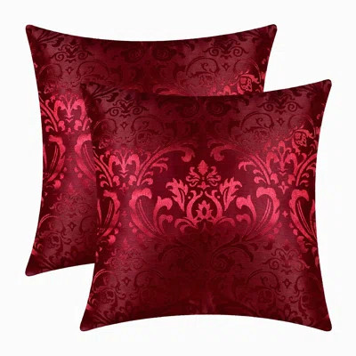 Vintage Damask Floral Throw Pillow Covers - Set of 2 Shining Dull Contrast Cases for Couch Sofa Home Decoration - Burgundy | Wayfair North America