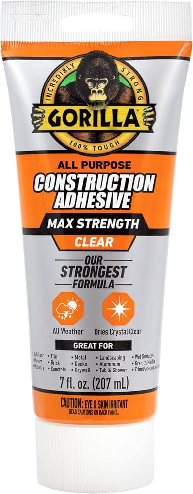 Gorilla Max Strength Construction Adhesive, Clear Glue, 7 Ounce Squeeze Tube (Pack of 1) - Gap Fi... | Amazon (CA)