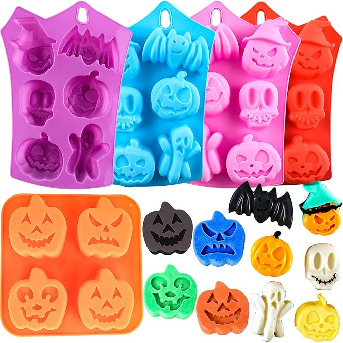 Pumpkin Silicone Mold Halloween Cake Mold 5 PIECE Chocolate Molds Silicone with Ghost Pumpkin Bat... | Amazon (US)