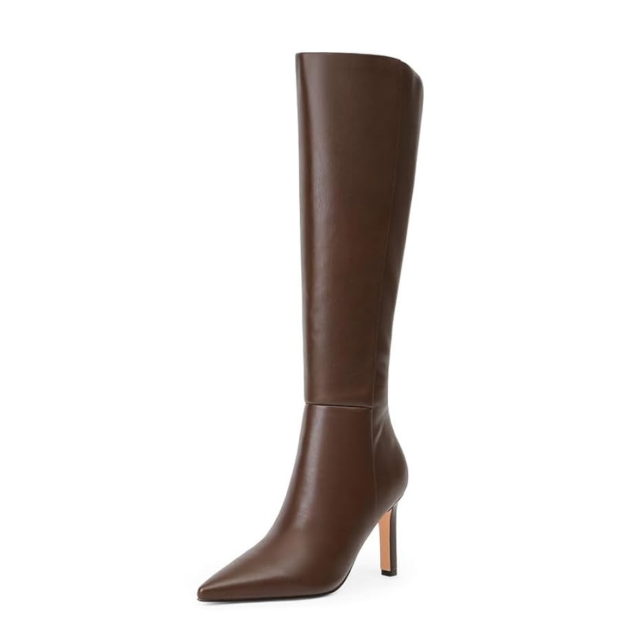 Knee High Boots Women Pointed Toe Stiletto Heel Tall Dress Boots Side Zipper Heeled Boots for Wom... | Amazon (US)