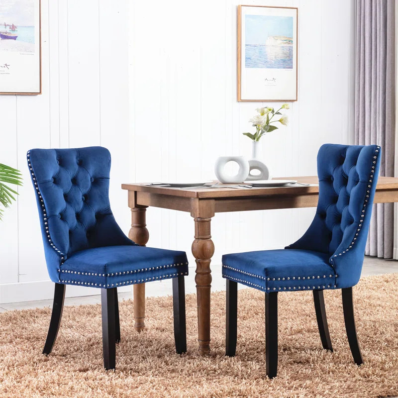 Allena Tufted Velvet/Linen Wing Back Parsons Chair | Wayfair North America