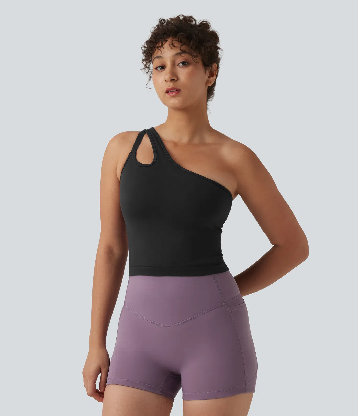 Women’s OneForm Seamless Flow One Shoulder Built-in Bra Yoga Tank Top - Halara | HALARA