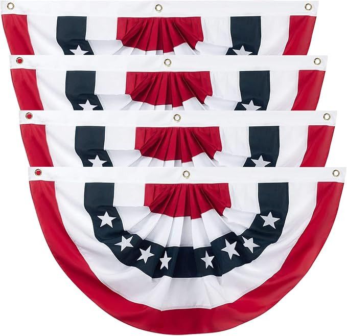 2 x 4 Ft American Pleated Fan Flag Banner, 4 Pieces USA Patriotic Half Fan Bunting Flag, Patrioti... | Amazon (US)