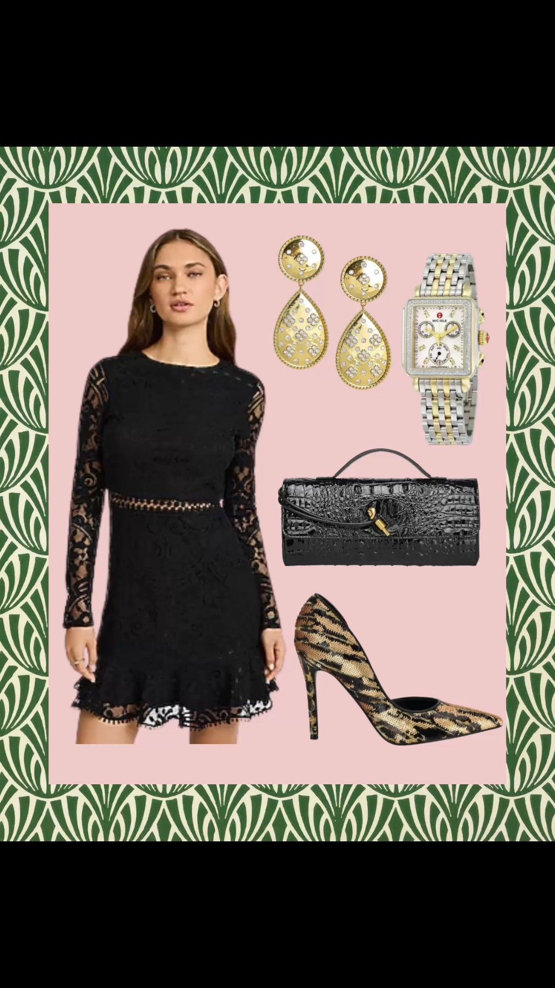 A classic New Year’s Eve look with a little sparkle ✨ A black lace dress is always a yes for ringing in the new year—timeless, flattering, and easy to dress up with statement earrings, a structured clutch, and a fun heel. Perfect for dinner, cocktails, or a dressed-up night out.

New Year’s Eve outfit, NYE dress, black lace dress, little black dress, cocktail dress, holiday party outfit, evening dress, statement earrings, gold earrings, drop earrings, dressy accessories, black clutch, evening bag, dressy clutch, high heel pumps, animal print heels, metallic heels, classic style, chic outfit, women over 40 style, elegant outfit, holiday style, night out look

#LTKSeasonal #LTKootd #LTKHoliday