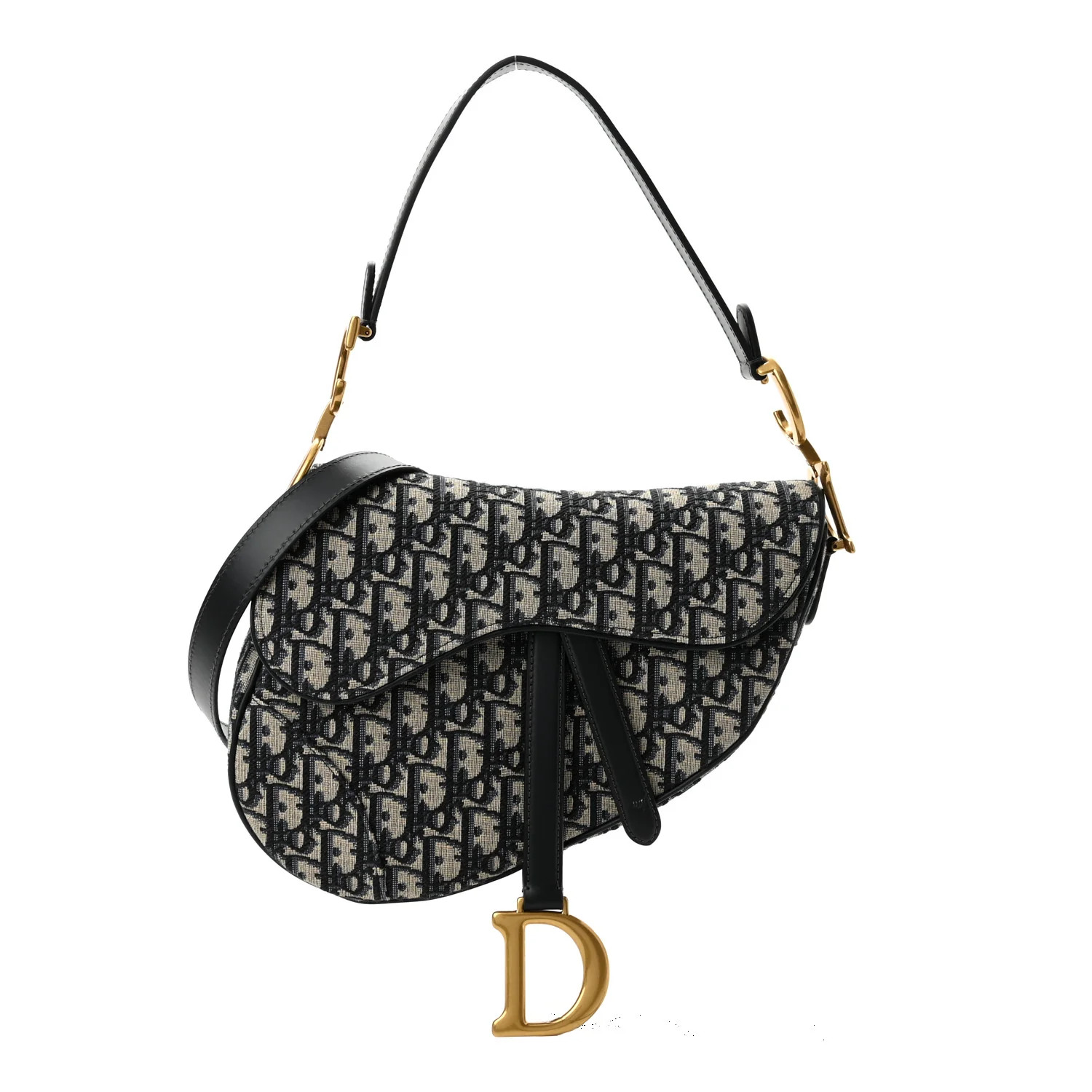 CHRISTIAN DIOR Oblique Saddle Bag With Strap Blue | FASHIONPHILE (US)