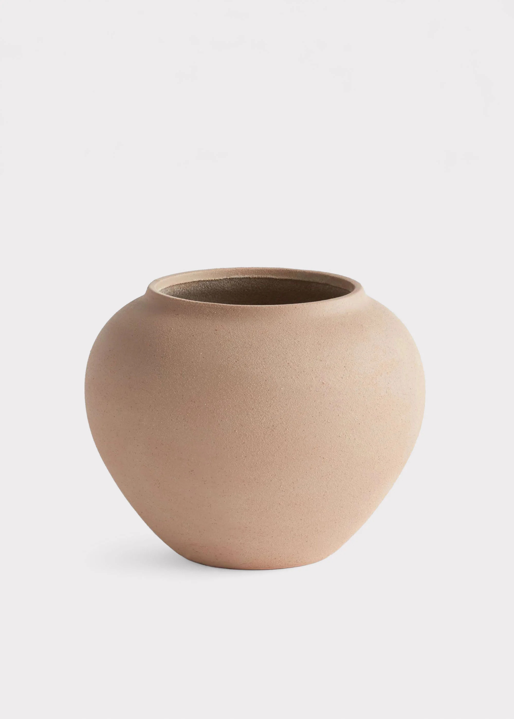 Large Handmade Stoneware Vase in Tan - 8.25" Wide | Afloral