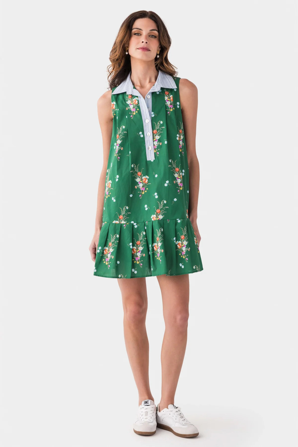 THML Edan Printed Pleated Sleeveless Dress | Social Threads