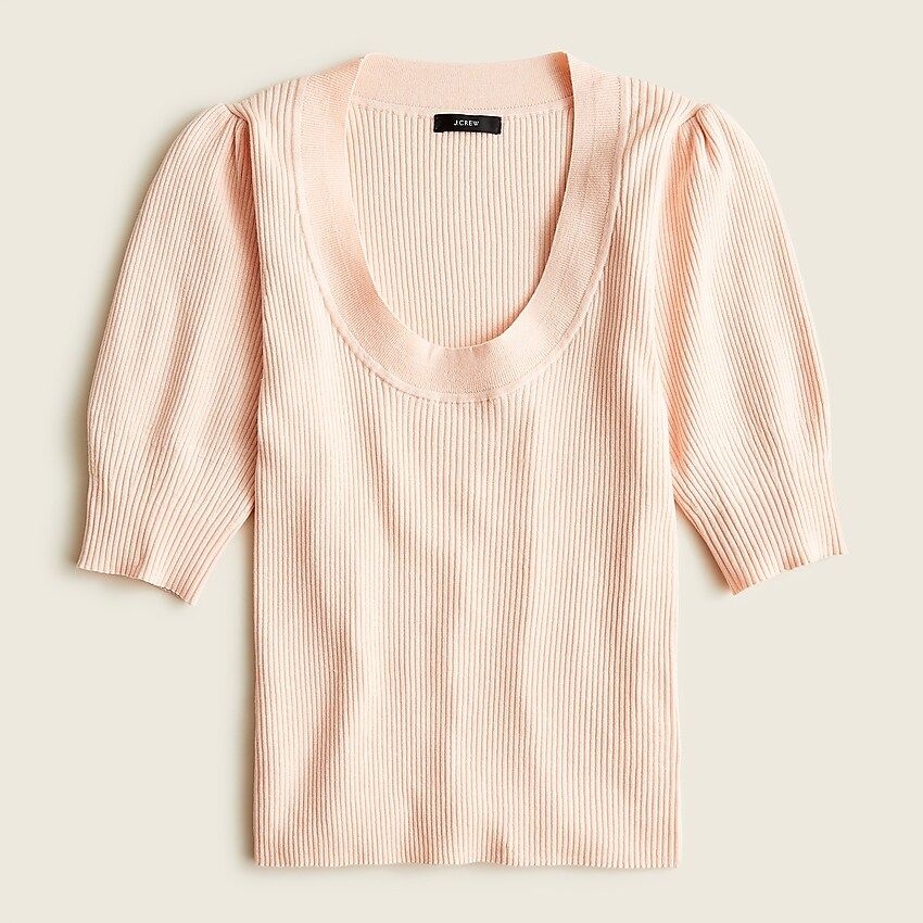 Puff-sleeve silk-blend sweater | J.Crew US