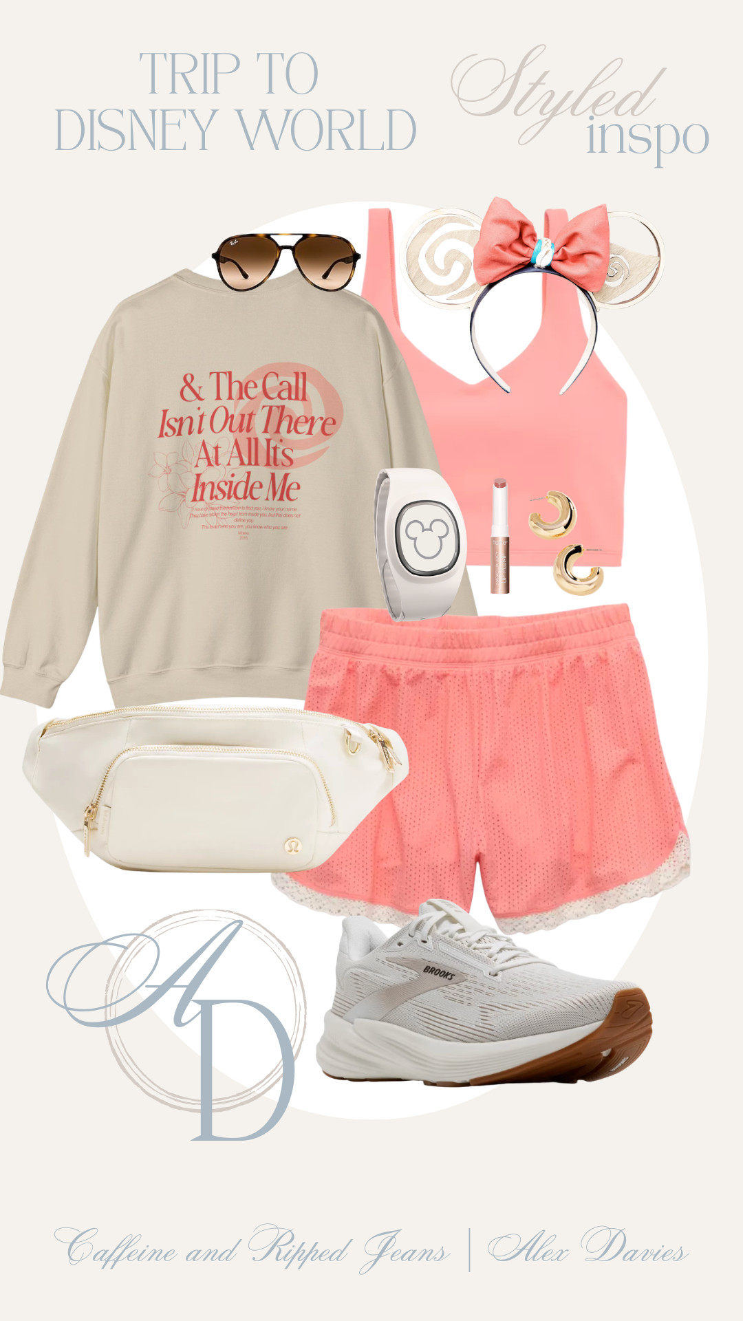 // moana disney themed outfit // disney world outfit inspo // disney world // coral and beige disney outfit // disney world trip // mesh shorts // sports bra // athleisure disney outfit // 

 #LTKootd #LTKSeasonal #LTKTravel